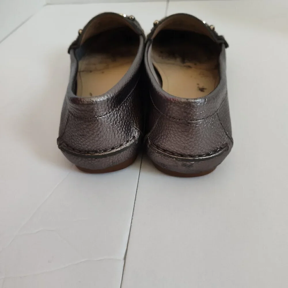 Ladies SZ 6-1/2B Coach Pewter Metallic Flats